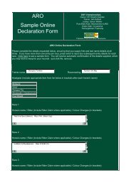 ARO Sample Online Declaration Form - ARO Racing