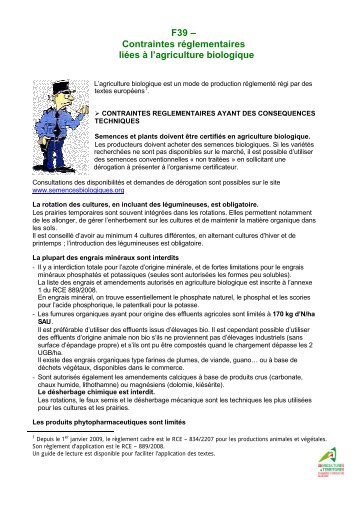 Contraintes rÃ©glementaires - Chambre d'Agriculture de la Dordogne