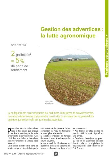 Gestion des adventices - Chambre d'Agriculture de la Dordogne