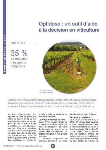 Optidose : un outil d'aide Ã  la dÃ©cision en viticulture - Chambre d ...