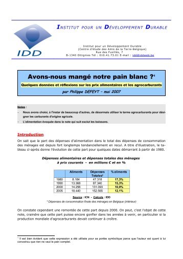 Avons-nous mangÃ© notre pain blanc ?1 - institut pour un ...