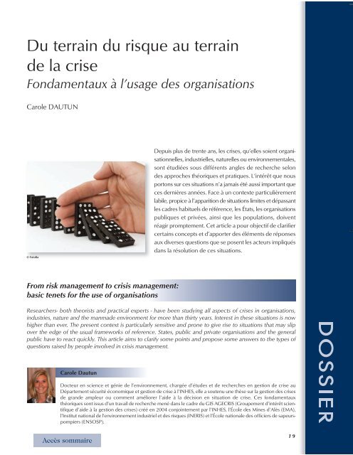 CapacitÃ©s d'absorption et gestion de crise - inhesj