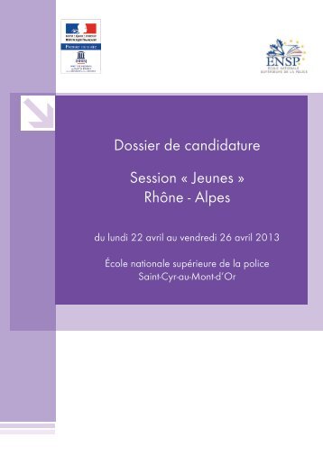 Dossier de candidature Session Â« Jeunes Â» RhÃ´ne - Alpes - inhesj