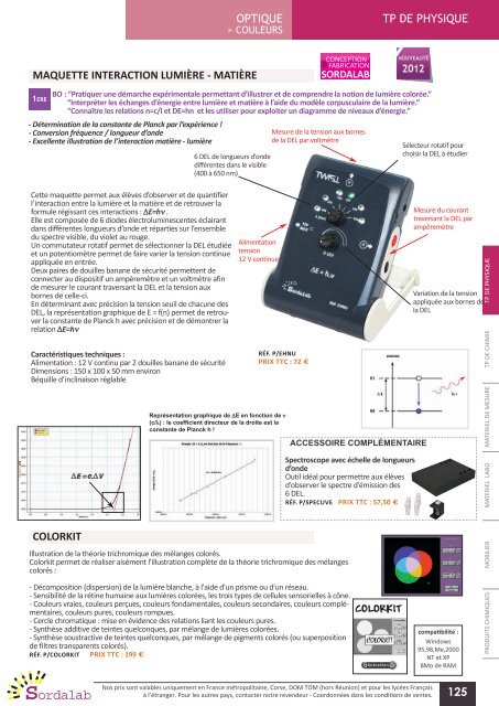 Catalogue PHYSIQUE 2012 - sordalab