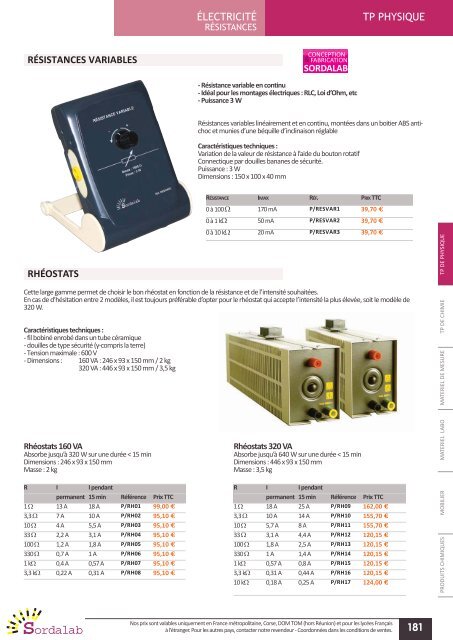 Catalogue PHYSIQUE 2012 - sordalab