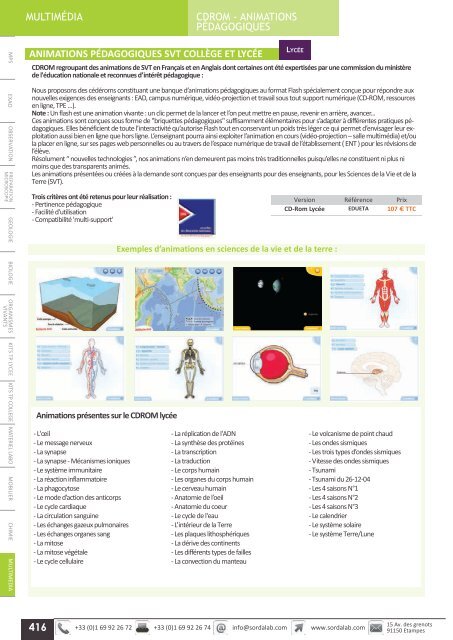 Catalogue LycÃ©e SVT 2013-2014 - sordalab