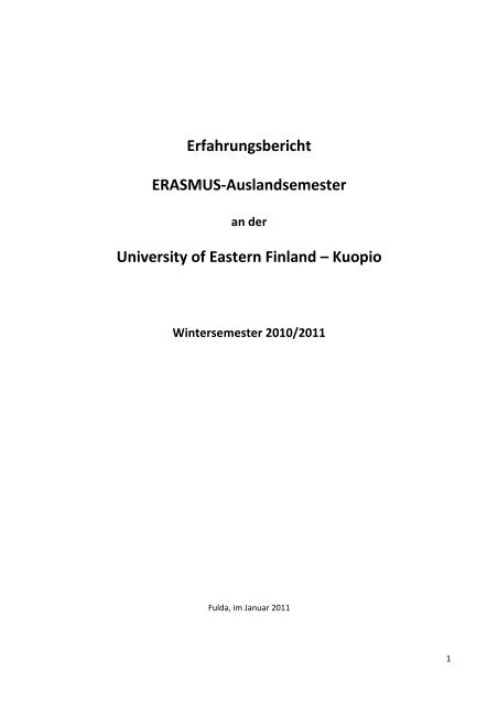 Erfahrungsbericht ERASMUS-Auslandsemester ... - Hochschule Fulda