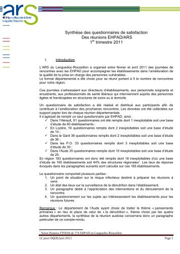 SynthÃ¨se des questionnaires de satisfaction des rÃ©unions du 1er ...