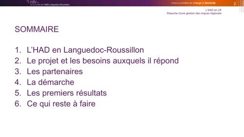 Ebauche d'un projet rÃ©gional de Gestion du Risque en HAD - ARS ...