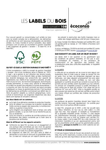 Fiche-conseil n°108 - Les labels du bois