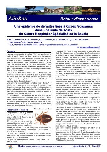 Une épidémie de dermites liées à Cimex lectularius ... - CClin Sud-Est