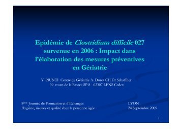 Epidémie de Clostridium difficile 027 - CClin Sud-Est