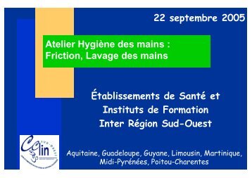 Atelier Hygiène des mains : Friction, Lavage des ... - CClin Sud-Est