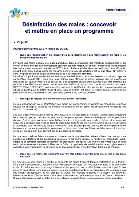 Fiche pratique - CClin Sud-Est