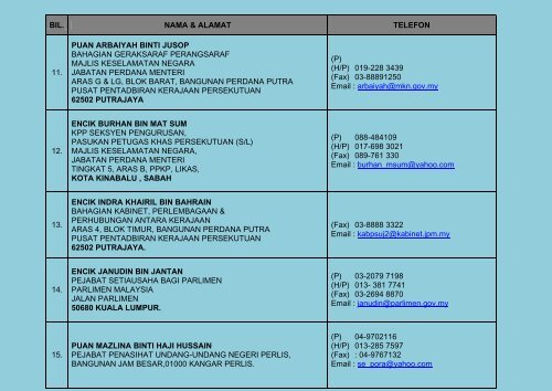 SENARAI RAKAN PEMBIMBING JPM - Jabatan Perdana Menteri