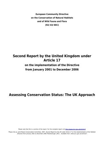 Assessing Conservation Status: The UK Approach - JNCC
