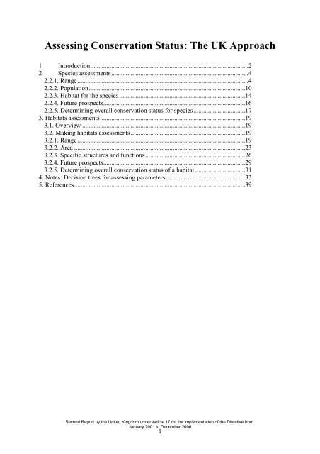 Assessing Conservation Status: The UK Approach - JNCC