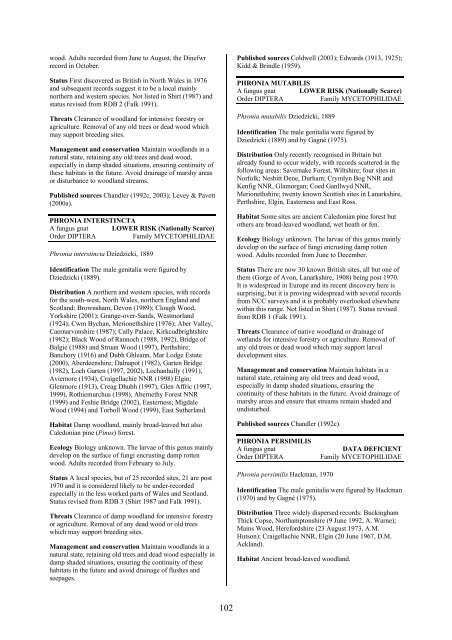 Part 2: Nematocera and Aschiza not dealt with by Falk (1991) - JNCC