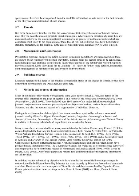 Part 2: Nematocera and Aschiza not dealt with by Falk (1991) - JNCC