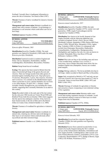 Part 2: Nematocera and Aschiza not dealt with by Falk (1991) - JNCC