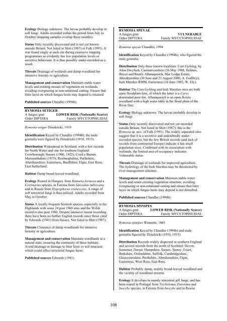 Part 2: Nematocera and Aschiza not dealt with by Falk (1991) - JNCC