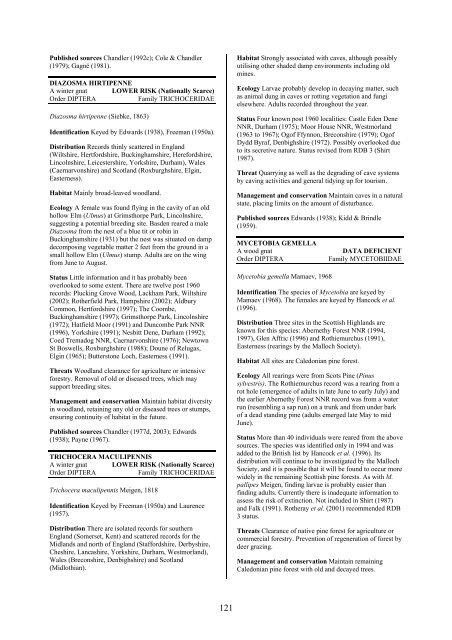 Part 2: Nematocera and Aschiza not dealt with by Falk (1991) - JNCC