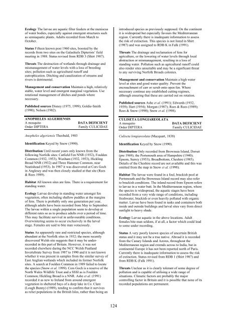 Part 2: Nematocera and Aschiza not dealt with by Falk (1991) - JNCC