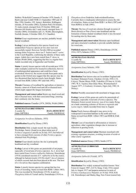 Part 2: Nematocera and Aschiza not dealt with by Falk (1991) - JNCC