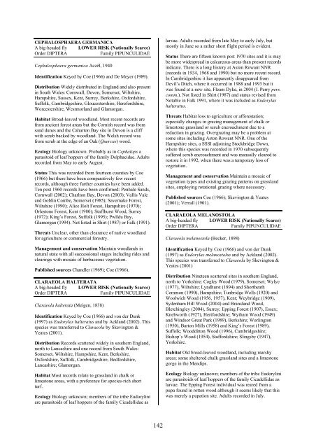 Part 2: Nematocera and Aschiza not dealt with by Falk (1991) - JNCC