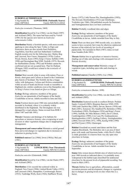 Part 2: Nematocera and Aschiza not dealt with by Falk (1991) - JNCC