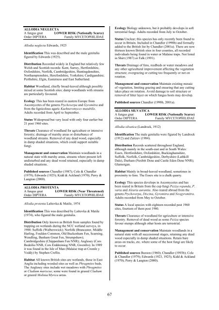 Part 2: Nematocera and Aschiza not dealt with by Falk (1991) - JNCC