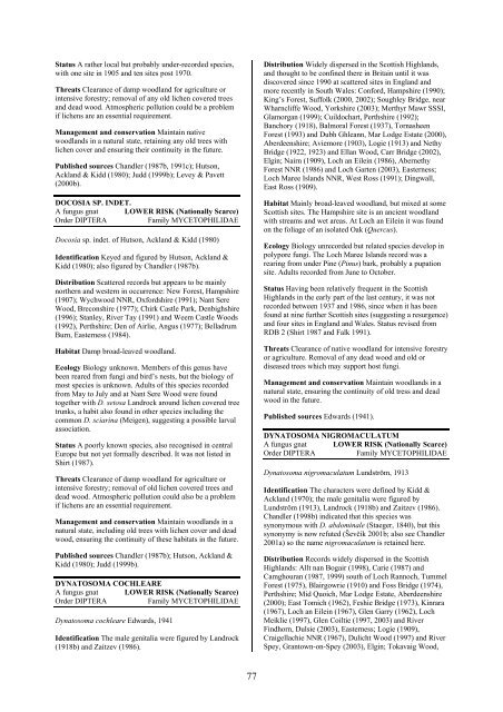 Part 2: Nematocera and Aschiza not dealt with by Falk (1991) - JNCC