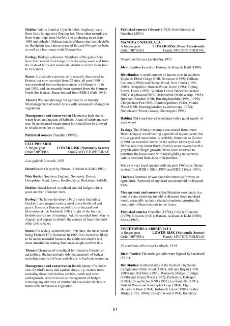 Part 2: Nematocera and Aschiza not dealt with by Falk (1991) - JNCC