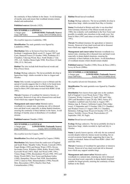 Part 2: Nematocera and Aschiza not dealt with by Falk (1991) - JNCC