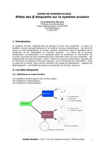 Effets des Î²-bloquants sur le systÃ¨me oculaire Pr ... - Pharmacies.ma