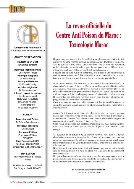 Profil Ã©pidÃ©miologique des intoxications au Maroc ... - Pharmacies.ma