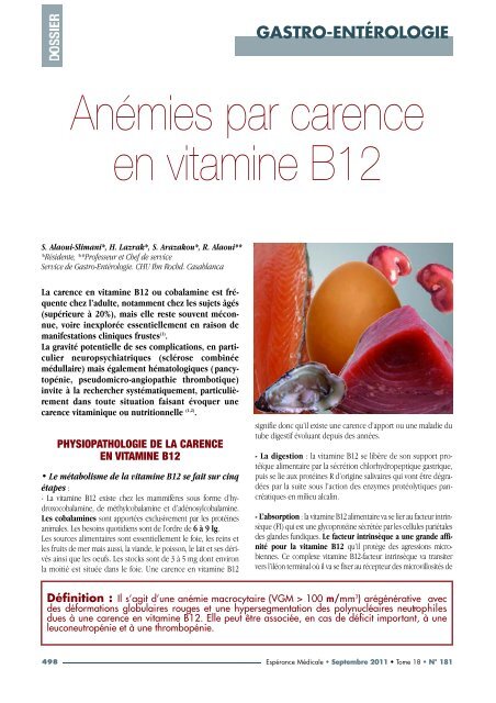 AnÃ©mies par carence en vitamine B12 - Pharmacies.ma
