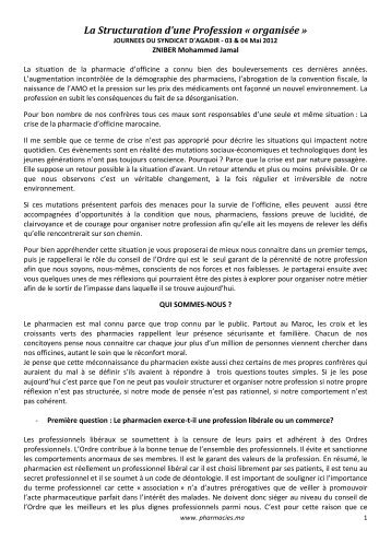 PrÃ©sentation de M. Zniber - Pharmacies.ma
