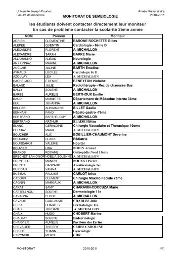 liste prÃ©paratoire - UniversitÃ© Joseph Fourier