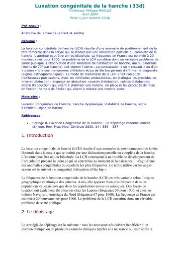 Luxation congÃ©nitale de la hanche (33d) - PÃ´le SantÃ© de Grenoble