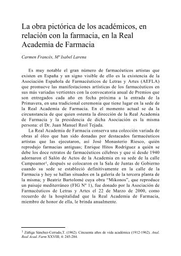 La obra pictórica de los académicos, en relación con la farmacia, en ...