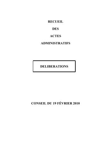 RECUEIL DES ACTES ADMINISTRATIFS DELIBERATIONS ... - Cub