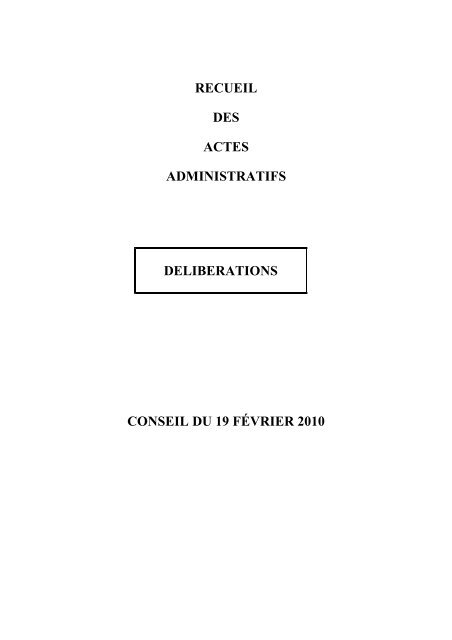 RECUEIL DES ACTES ADMINISTRATIFS DELIBERATIONS ... - Cub
