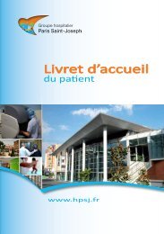 voir le livret d'accueil du patient - HÃ´pital Paris Saint Joseph