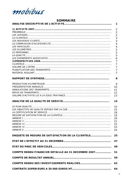 PrÃ©sentation du rapport d'activitÃ© "transports publics ... - La CUB