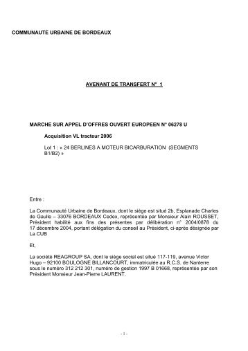 MarchÃ©s publics - Fusion absorption de REAGROUP ... - La CUB