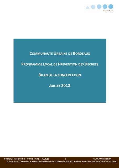 COMMUNAUTE URBAINE DE BORDEAUX PROGRAMME ... - Cub