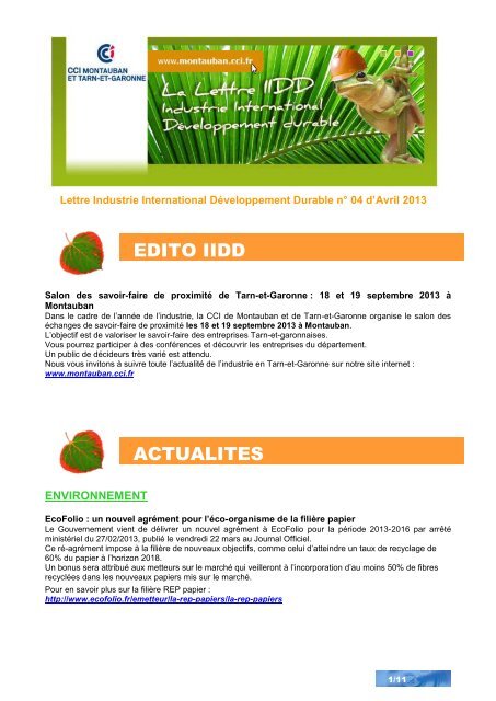 Lettre IIDD - avril 2013 - (CCI) de Montauban