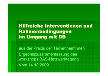 Zusammenfassung Workshop "Doppeldiagnosen"