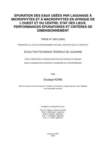 epuration des eaux usÃ©es par lagunage Ã  microphytes et Ã  ...